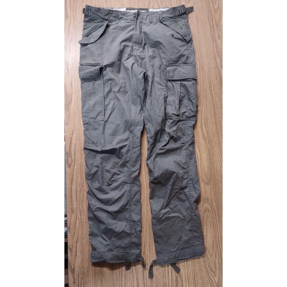 HM LOGG Mens 33 Regular Fit Cargo Pants Olive Green Utility Gorpcore Cotton